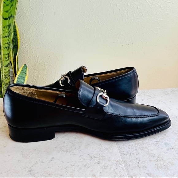 MAGNANNI Black Horse Bit Leather Loafers Dress Shoes Slip On 9 M - Picture 13 of 13
